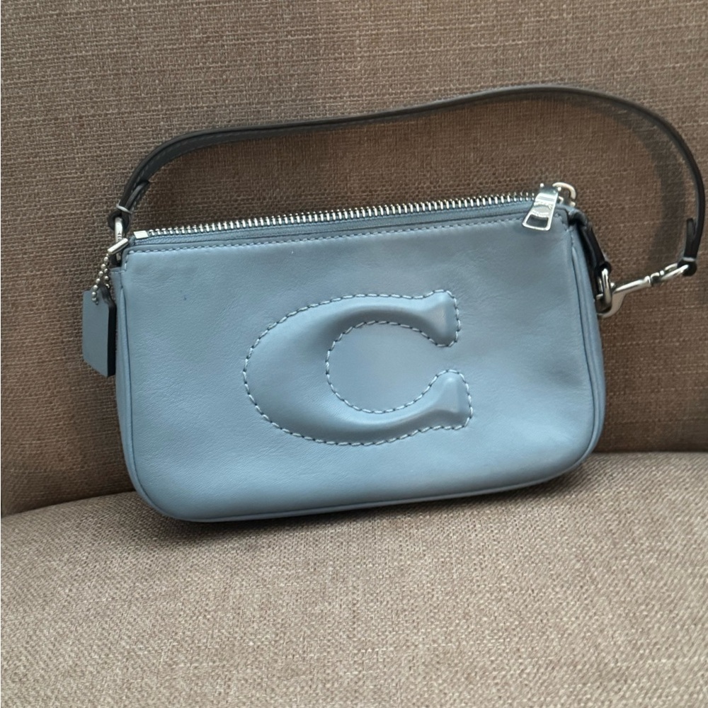 Coach Sky Blue Leather Wristlet